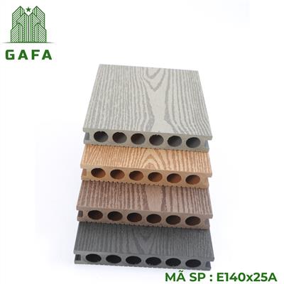 Thanh rỗng sàn gỗ nhựa ngoài trời - 6 lỗ tròn GAFA E140x25A