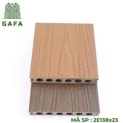 Thanh rỗng sàn gỗ nhựa ngoài trời - 6 lỗ tròn GAFA 2E138x23