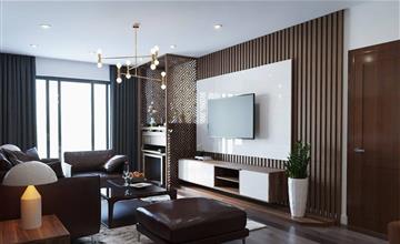 Vách nhựa lam sóng giả gỗ ốp tường  cho phòng khách và phòng làm việc hiện đại